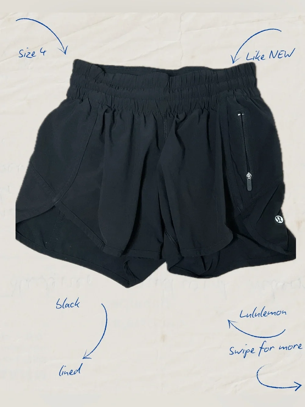 Lululemon Black Track That Running Shorts - Size 4